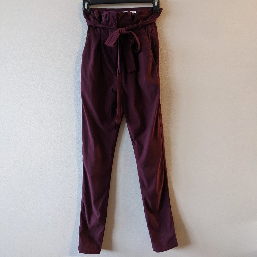 LOVE TREE - Plum High Waited Tie Front Pant - Size Small